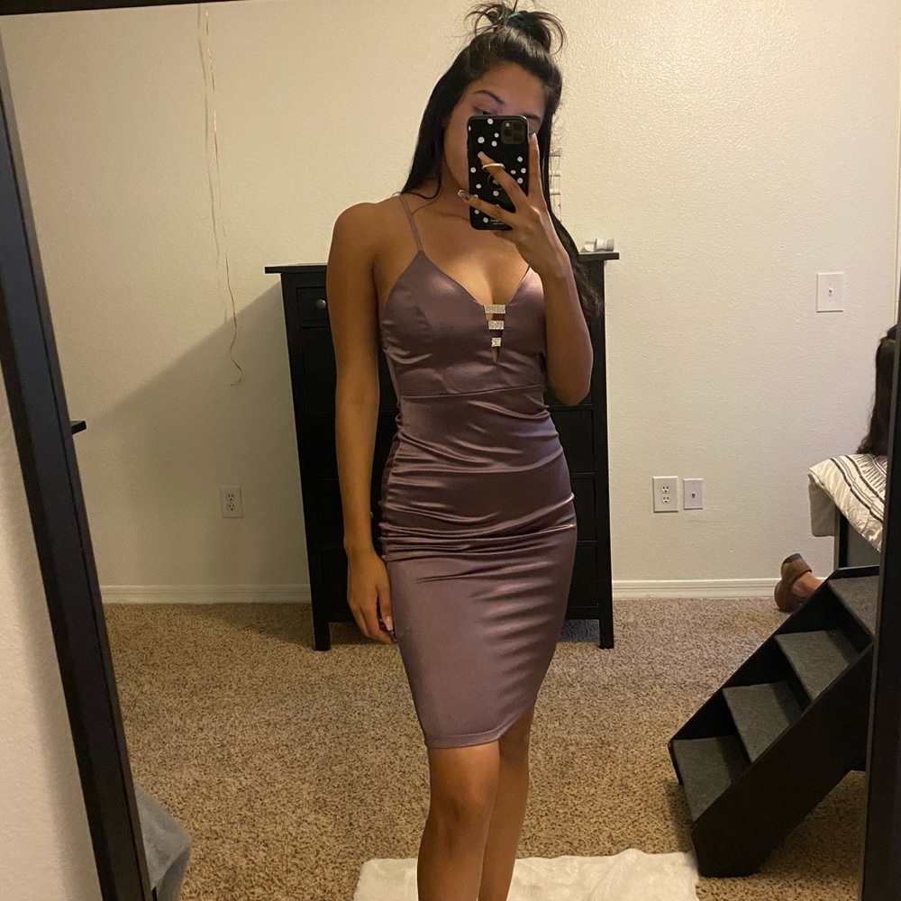 Plum silky mid Dress